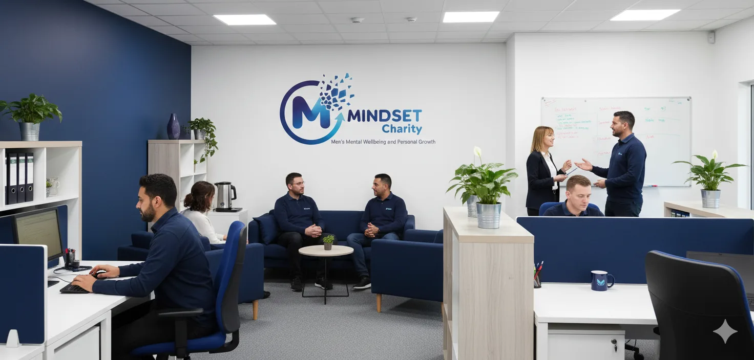Men connecting in a MINDSET community environment